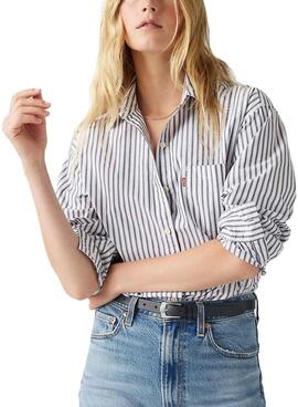 Hemd Levis Harlie Hemd mit blauen und weißen Streifen für Frauen.