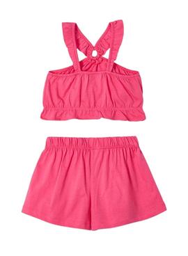 Set  Mayoral mit rosa Strickshorts für Mädchen.