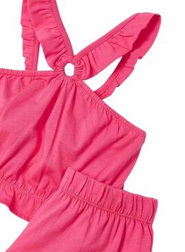 Set  Mayoral mit rosa Strickshorts für Mädchen.