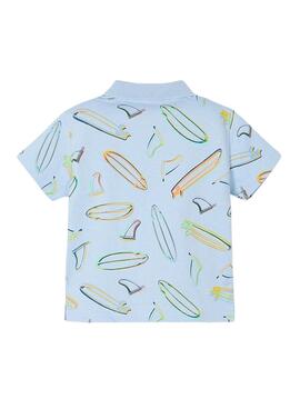 Polo Mayoral    mit himmelblauen bedruckten Tabellen.