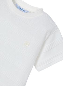 T-Shirt Mayoral Strickstruktur in Weiß für Jungen.