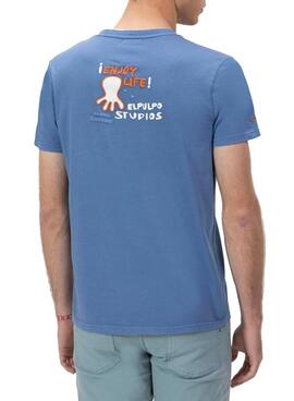 T-Shirt El Pulpo Enjoy blau für Herren