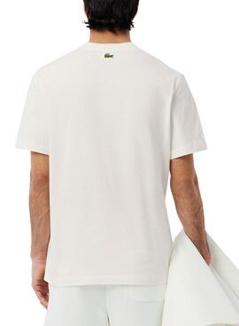 Lacoste T-Shirt mit weißem und blauem Logo für Herren