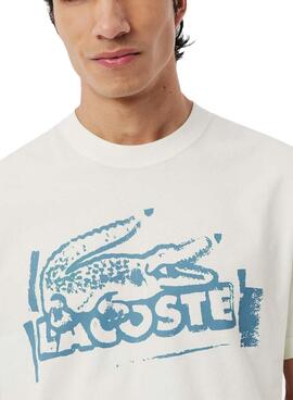 Lacoste T-Shirt mit weißem und blauem Logo für Herren