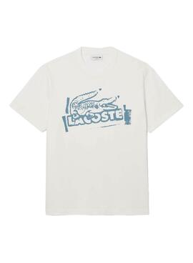 Lacoste T-Shirt mit weißem und blauem Logo für Herren