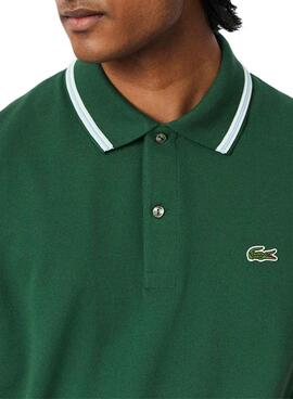 Lacoste Polo mit grünem Kragen für Herren