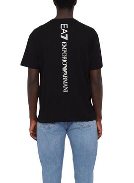 T-Shirt Emporio Armani EA7 vertikales Logo Schwarz für Herren