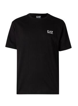 T-Shirt Emporio Armani EA7 vertikales Logo Schwarz für Herren