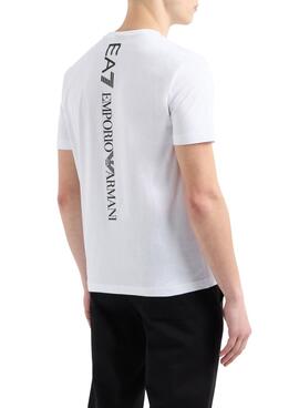 T-Shirt Emporio Armani EA7 vertikales Logo weiß für Herren