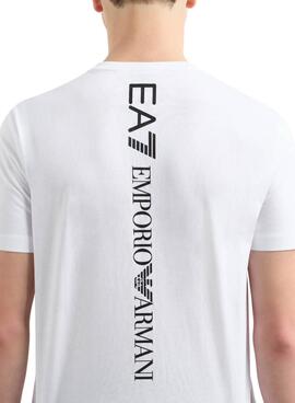 T-Shirt Emporio Armani EA7 vertikales Logo weiß für Herren