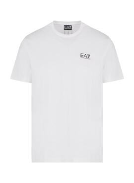 T-Shirt Emporio Armani EA7 vertikales Logo weiß für Herren
