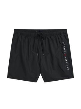 Schwarze Tommy Hilfiger Badehose mit mittlerem Zugband für Herren.