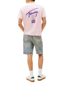 T-Shirt Tommy Jeans Faded rosa für Herren