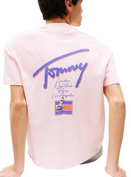 T-Shirt Tommy Jeans Faded rosa für Herren
