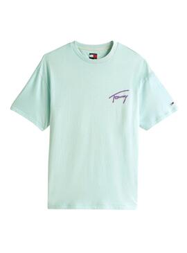 T-Shirt Tommy Jeans in verblasstem Türkis für Herren.