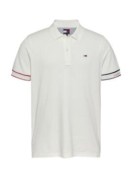 Polo Tommy Jeans Slim Flag weiß für Männer