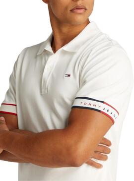 Polo Tommy Jeans Slim Flag weiß für Männer
