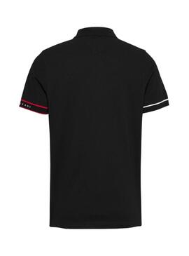 Polo Tommy Jeans Slim Flag schwarz für Herren.