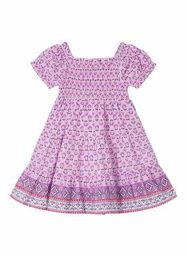 Kleid von Mayoral mit Bienenstockmuster für Mädchen.