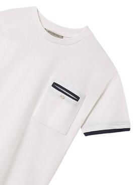 T-shirt Mayoral weiß Kontraste für Jungen.