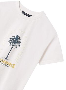 T-shirt Mayoral Print Palme weiß für Jungen