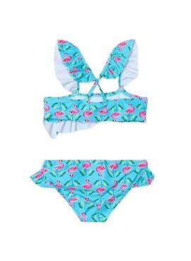 Bikini Mayoral Flamenco mit Rüschen in Blau für Mädchen.