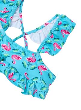 Bikini Mayoral Flamenco mit Rüschen in Blau für Mädchen.