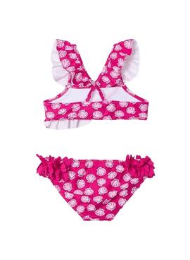 Bikini Mayoral mit rosa bedruckten Rüschen für Mädchen.
