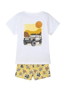 Set Mayoral Badeanzug  in Gelb und T-Shirt für Jungen.