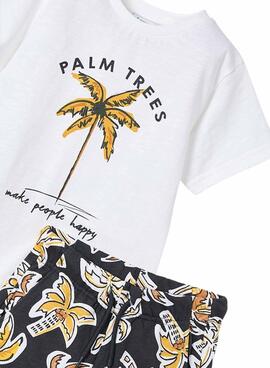 Set Mayoral mit Bermuda und T-Shirt mit Palmen für Jungen.