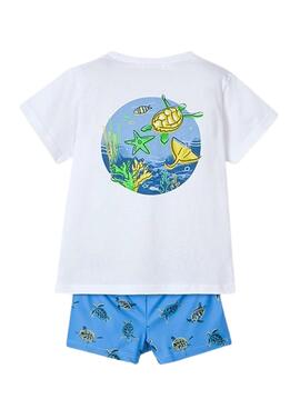 Set Mayoral  Badehose in Blau und T-Shirt für Jungen.