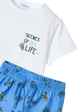 Set Mayoral  Badehose in Blau und T-Shirt für Jungen.