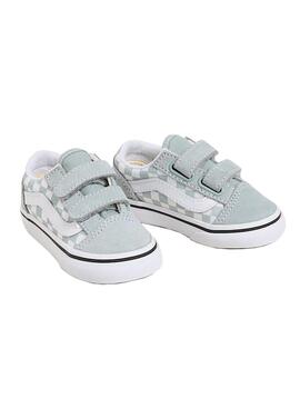 Turnschuhe Vans Old Skool Checkerboard türkis