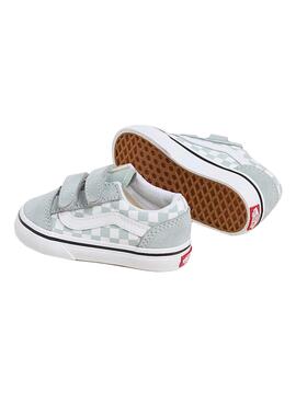 Turnschuhe Vans Old Skool Checkerboard türkis