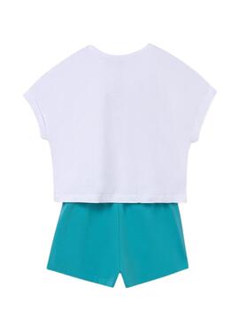 Set  Mayoral  kurze Hose und blaues T-Shirt für Mädchen.