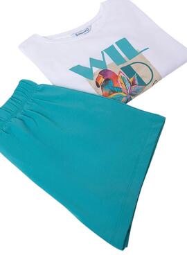 Set  Mayoral  kurze Hose und blaues T-Shirt für Mädchen.