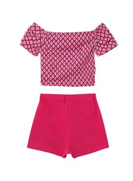 Set Mayoral  mit bedrucktem Shorts und Top für Mädchen.