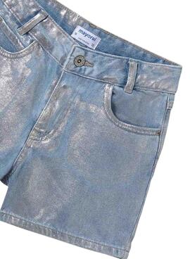 Short  denim Mayoral Silber High-Waist  für Mädchen