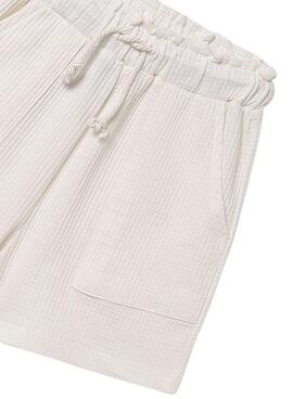 Kurze Hose Mayoral in beigem Strick für Mädchen.