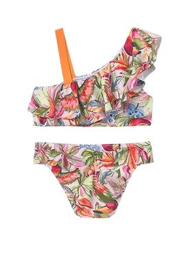 Bikini Mayoral mit bedrucktem Volant für Mädchen.
