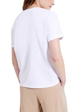 T-Shirt Naf Naf Basic Weiß und Rot für Damen
