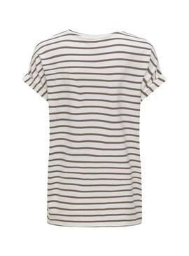 T-Shirt Only Moster mit grünen Streifen und V-Ausschnitt für Frauen.