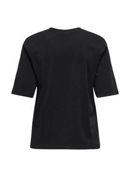 T-Shirt Only Zunge Rolling Stones schwarz für Frauen.