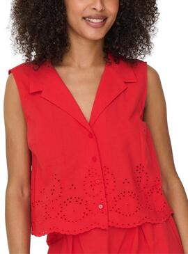 Bluse Only Roxanne Resort rot für Frauen.