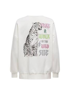 Sweatshirt Only Lucinda Oversize weiß für Damen