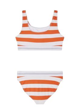 Bikini Tommy Hilfiger Breton Orange und Weiß für Mädchen