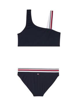 Bikini Tommy Hilfiger One Shoulder blau für Mädchen