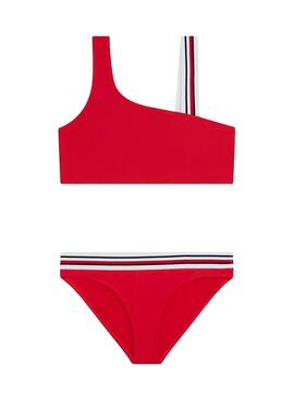 Bikini Tommy Hilfiger One Shoulder in Rot für Mädchen