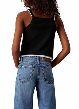 Top Calvin Klein Jeans Träger schwarz für Mädchen