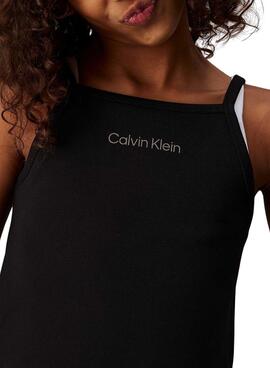 Top Calvin Klein Jeans Träger schwarz für Mädchen
